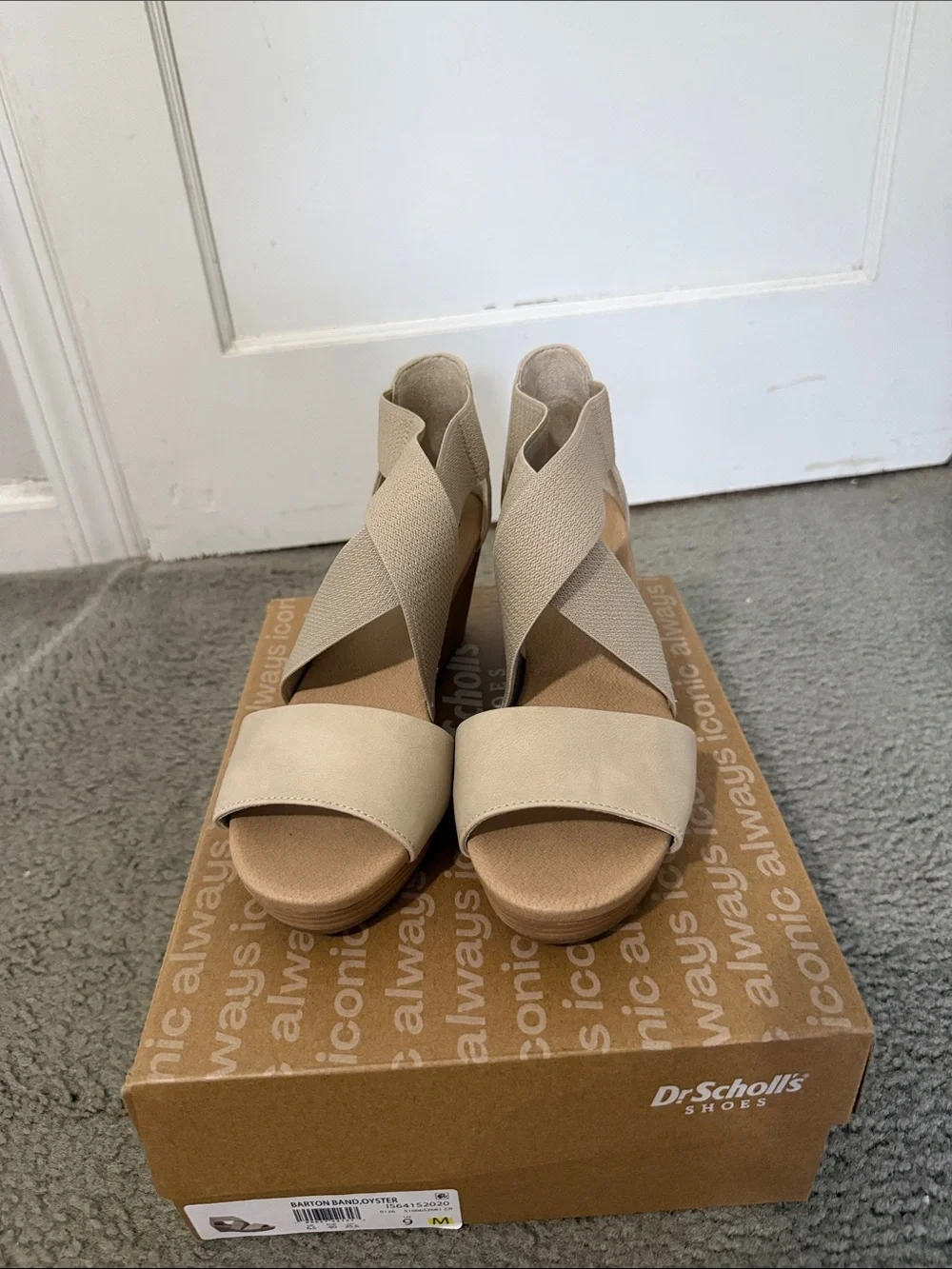 Dr. Scholl's Neutral Beige Crisscross Wedge Sandals
